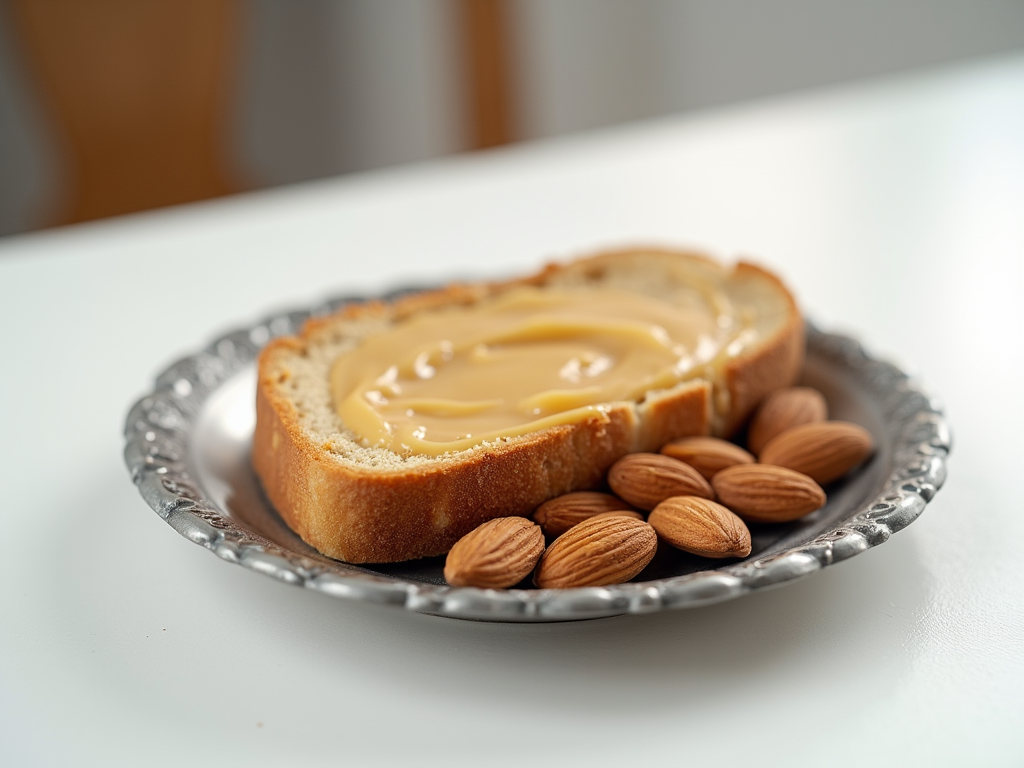 Creamy almond butter in a jar